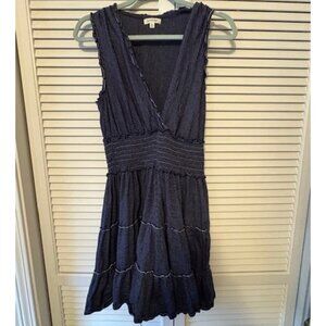 Max Studio - Cute Navy & White pinstripe mini v-neck sundress Womens Size Large